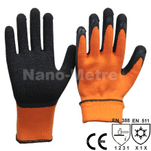 NMSAFETY EN388 günstigste warme Liner beschichteten schwarzen Crinkle Latex auf Palm Winter Arbeitshandschuhe